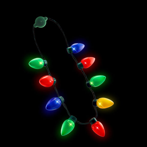 Windy City Novelties LED Christmas 9 Bulb Necklace, 6 Dynamic Light Modes for Parties, Caroling, Gatherings