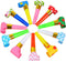 24 Pieces Party Blower Noisemakers - Funny Blowouts, Whistles, Fringed Noise Makers, Random Color Party Horns
