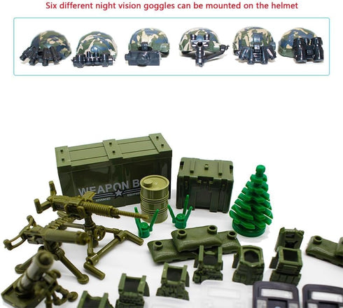 200+ Pcs Military Weapon Pack Accessories Kits Toys, Swat Team Building Block Toys, Army Equipment Gear Sets Compatible