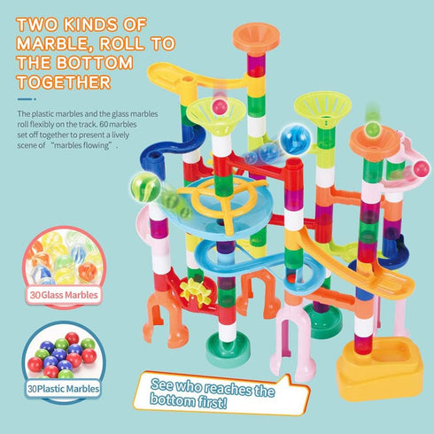 Marble Run 135 PCS Building Block Toys, Gravitrax Marble Maze for Kids, STEM Learning Gift for Ages 3-9