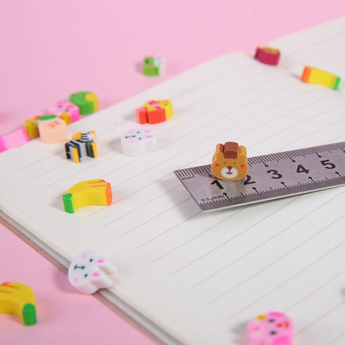 300 Pieces Mini Animal Fruit Erasers for Kids, Bulk Small Pencil Erasers for Classroom Rewards, Party Favors, Gift