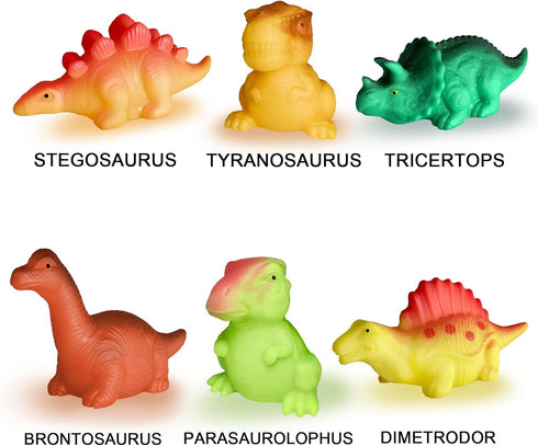 Light Up Bath Toys, 6 Packs Floating Dinosaur Bathtub Toys for Toddlers, No Hole Baby Bath Toys for Kids