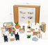 PairPear Wooden Toys Dollhouse Furniture Playset - 35 Piece Furnitures with Family Dolls, Doll House Accessories for