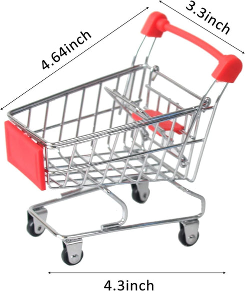 kxkxvovo Mini Shopping Cart, Red, Durable, Perfect for Role Play, Storage, and Decor