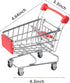 kxkxvovo Mini Shopping Cart, Red, Durable, Perfect for Role Play, Storage, and Decor