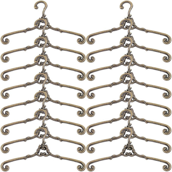 Gadpiparty 24pcs Small Doll Cloth Hangers, Mini Clothes Hanger Holders for Doll Dress Outfit Hanging Accessories