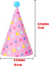 Beurio Party Hats with Pom Poms - Birthday Cone Hats 12 Pack for Kids Adults, Colorful Pastel