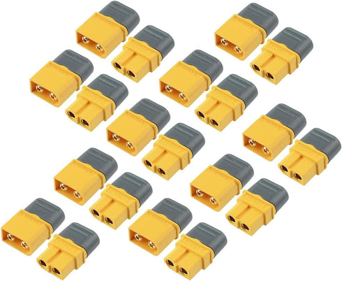 Amass 10Pairs XT60H Connectors (XT60 Upgrade) Male Female Bullet Connectors for RC Lipo Battery, Planes, Cars, ESC