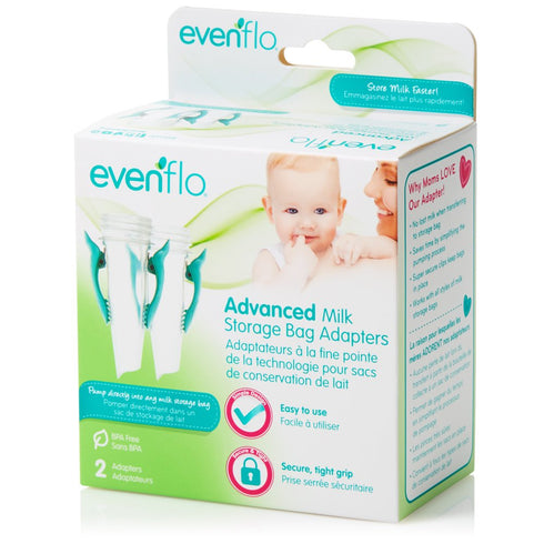 (Pack 2) Evenflo Feeding Advanced Breast Milk Storage Bag Adapters for Breast Pumps