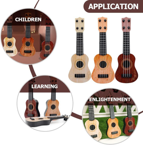 Zerodeko 3 PCS Classical Ukulele Instrument - Kids Toy Toddler Guitar with 4 Nylon Strings, Educational Musical Toy for