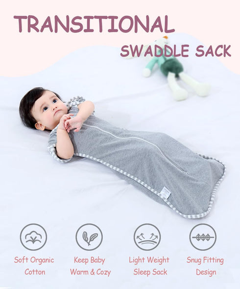 2 Pack Bycc Bynn Sleeping Blanket Sack with High Sleeve,Transitions to Arms-Free Wearable Sleeping Bag for Baby pacify