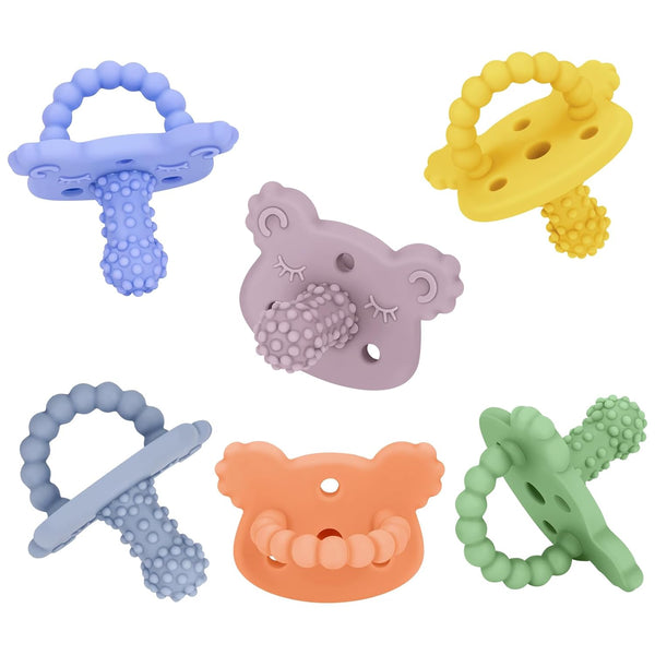 Silicone Teether Pacifier, Teething Toys for Teething Relief & Sensory Exploration, 6