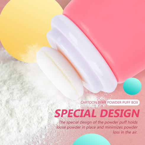 OSALADI Baby Powder Bottle: Cartoon Bear Powder Puff Box, Infant Loose Powder Box with Puff, Talcum Powder Container