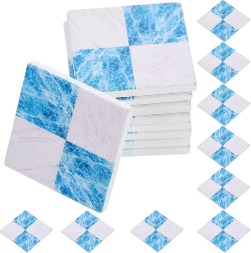 Doll House Furniture 27pcs Miniature Mosaic Floor Tile Sheet for Blue and White Tile Flooring