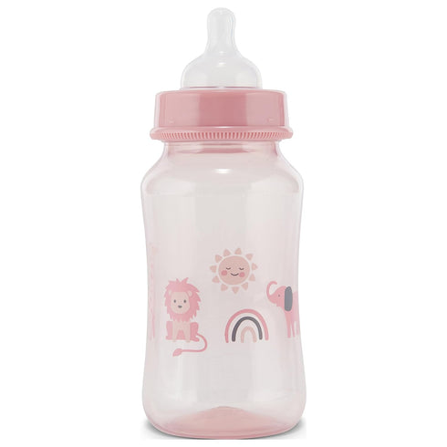 2-Pack 11 Premium Baby Bottles - Ounce, Hourglass Shape, Fun Boys and Girls Prints, Clear Cover - BPA-Free