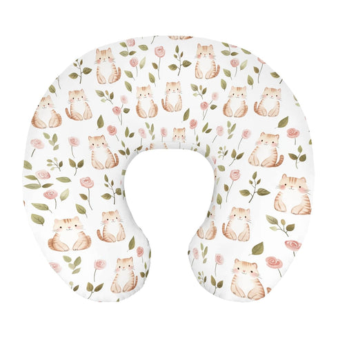 Wicbfdfv Cute Cats Floral Leaves Pink Nursing Pillow Cover Stretchy and Soft for