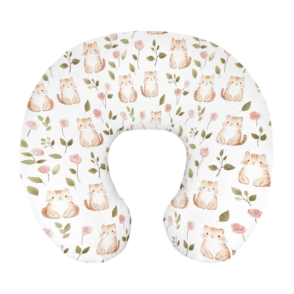 Wicbfdfv Cute Cats Floral Leaves Pink Nursing Pillow Cover Stretchy and Soft for
