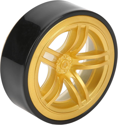RC Car Drift Tires, 4PCS 6 Spoke Plastic Wheel Rims with Rubber Tires for 1/10 RC Drift Car (Golden)