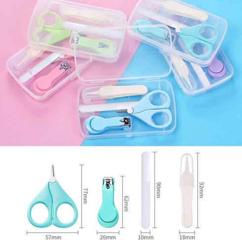 Magik 4-in-1 Set Baby Newborn Infant Toddler Grooming Kit Nail Clippers Scissor Nail File Tweezer (Pink)