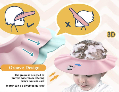 BONPEIPEI 2Pcs Baby Shower Shampoo Cap Adjustable Safety Eva Bath Visor Waterproof Soft Hair Washing Guard Accessories