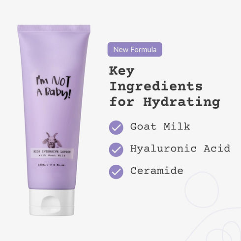 150ml 5fl oz Im Not a Baby Kids Lotion Goat Milk Hydrating Hyaluronic Acid Ceramide Intensive Lotion