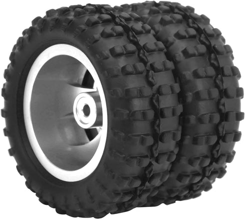 2pcs Durable RC Car Rear Tires, 52mm Aluminum Alloy Upgrade Parts for WPL D12 1/10 RC Truck, Silver