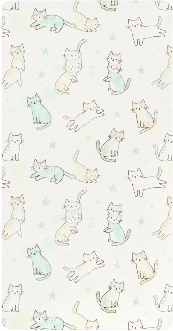 miaozhen Cotton Baby Crib Sheets Soft Stretchy Naughty Cat Green Toddler Mattress Sheet
