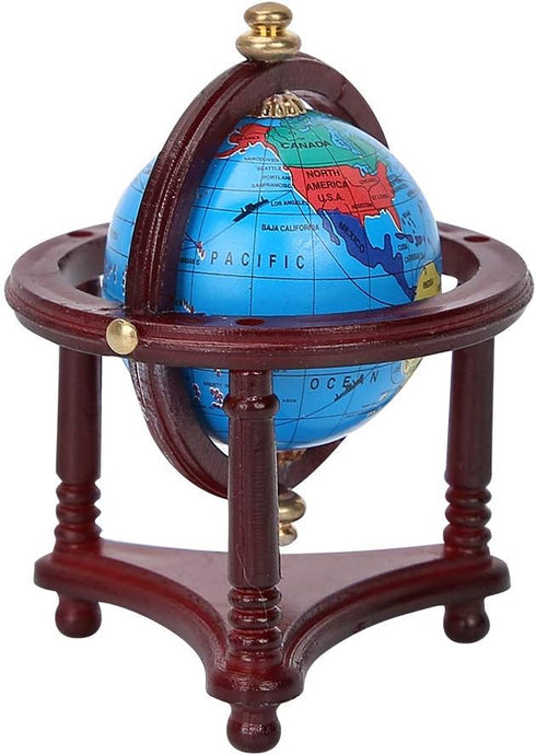 Dollhouse Decoration Globe, Dollhouse Mini Globe Exquisite Appearance Dollhouse Globe, Safe Rotatable for 1/12 Scale Doll(Mahogany)