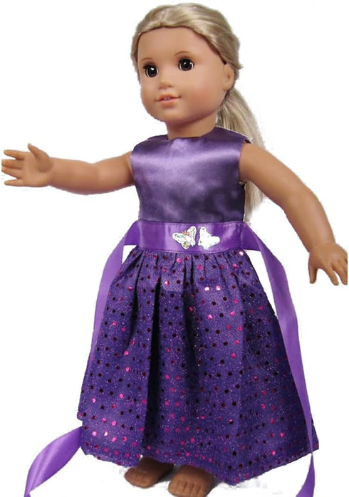 TianBo 18 Inch 18 inch ZK07 Doll Clothes Doll Accessories - Beautiful Purple Dress with Dots Outfit Fits Gril Dolls