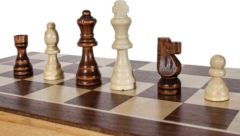 Portable Wooden Chess Set for Adults and Kids, 15" Board with Pieces & Drawstring Bag
