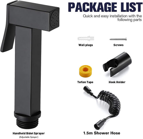 VNFOCRQJH Set Handheld Bidet Sprayer for Toilet, Black Portable Cloth Diaper Sprayer Brass Bathroom Bidet Sprayer Kit