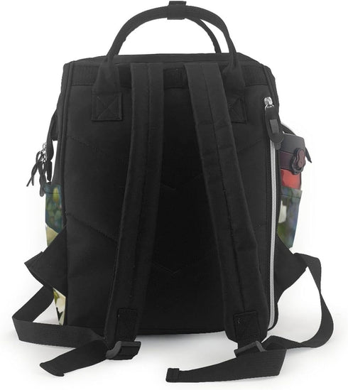 FHEDVBN Backpack Mummy Backpacks Daypack Gardenia Flowers Birds Diaper Bag for Women Multifunction Waterproof for Mom