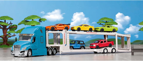 Siku 2717, 1:50, 1:50 Freightliner Cascadia, Toy Tractor, Plastic/Metal, Blue, Opening Bonnet, Coupling for Combining