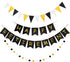 Happy Retirement Banner, GAGAKU Black and Gold Party Decorations Kit, Gold Glitter Paper Pennant for Farewell