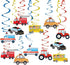 Transportation Party Hanging Swirl Decorations - 30Ct Cars Theme Happy Birthday Banner Garland for Baby Shower Party