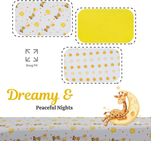 JABMARS. 3 Pack (52 28), Set Crib Sheets Ultra Soft Jersey Cotton Baby Crib Sheets, Breathable Fitted Sheets