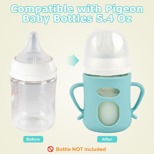 5.4oz,Anti 2 Pack Silicone Sleeves for Pigeon Baby Bottles Breakage Glass Baby Bottle Holder with Handles