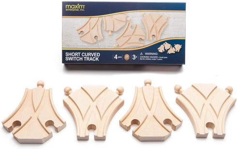 maxim enterprise, inc. Short Curved Switch Track, Wooden Train Tracks Compatible with