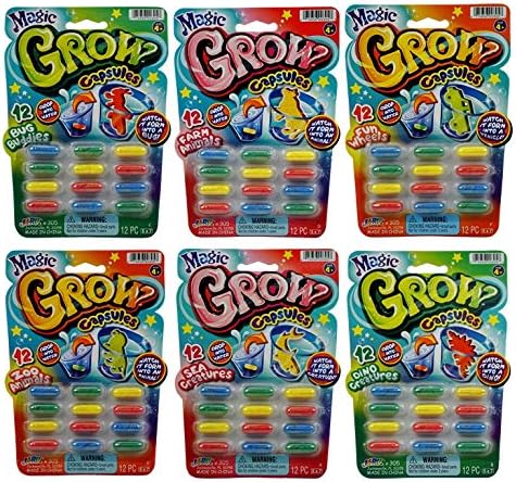 JaRu Magic Grow Capsules, 2 Packs 24 Assorted Capsules, Water Growing Animals, Great Party Favor Kids Toy