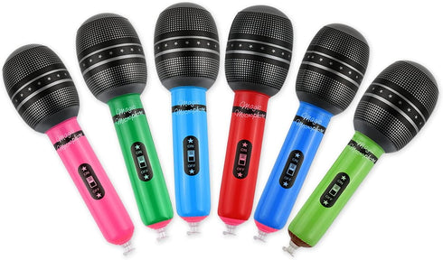 DS. DISTINCTIVE STYLE Inflatable Microphones, 6 Pieces, 10-Inch Blow Up Party Favors in Random Colors