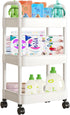 Baby Diaper Cart with Wheels and Handle, 3 Tier Rolling Cart Organizer for Storage Baby Clothes, Wipes, Bibs