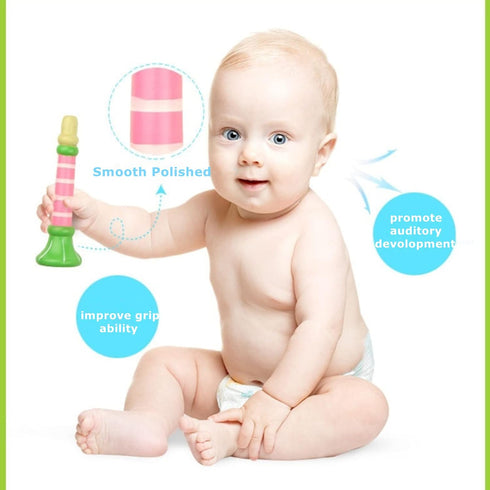 10 Lyellfe Pieces Small Wooden Trumpet, Piccolo Flute Music Sound Instrument, Colorful Rhythm Musical Flute for Class