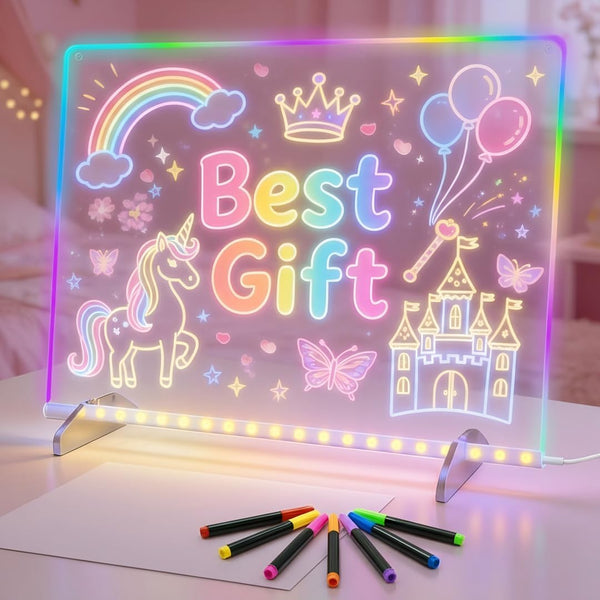 LED Drawing Board for Kids, 17" Light Up Doodle Board, Reusable Glow