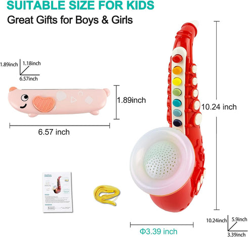 3+ Toy Saxophone with Light & Sound, Toy Harmonica for Kids, Early Educational Toy Musical Instrument Toys for Toddlers
