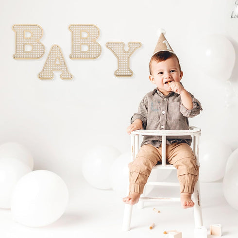 Generic 4 Pcs Wood Baby Letters - Boho Nursery Decor for Baby Shower | Rustic Alphabet Letter Home Decoration