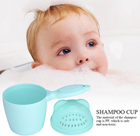 Baby Shampoo Rinse Cup, Cute Bear Shape Shower Water Scoop, Green, Children's Bathroom Accessories