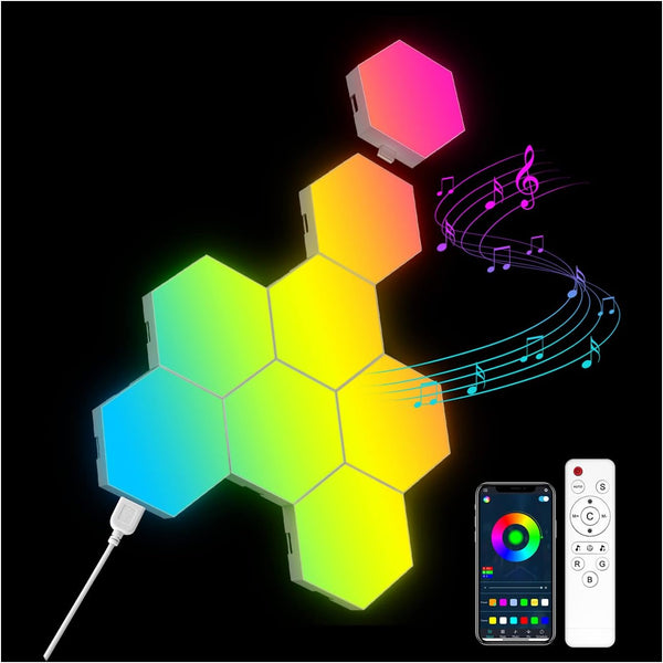 OJQ 8 Pack Hexagon Lights Wall RGB Panel - Hexagonal Led Lights