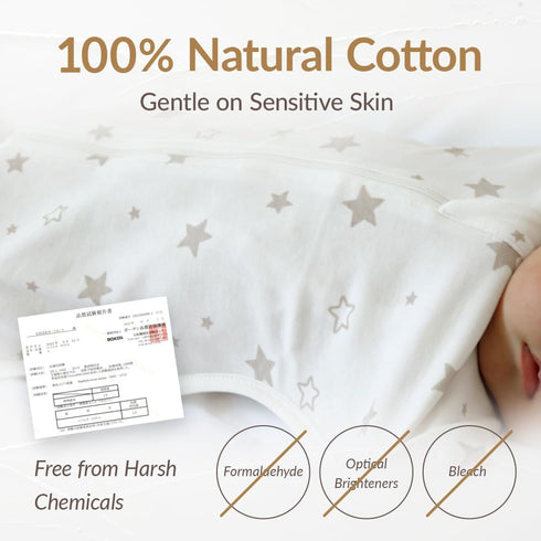 Coperta 100% Newborn Swaddle Sack, IHDI Certified, Calms Startle Reflex, Cotton Wearable Blanket, Newborn Essentials
