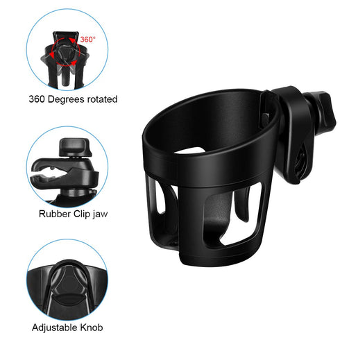 Upgraded Universal Baby Cup Holder, 360 Degrees Rotation for Stroller, Bicycle, Wheelchair, Walker, Trolleys