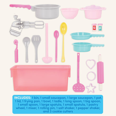 Battat Play Circle Cooking & Baking Kit - Kitchen Toys for Pretend Play (21 Pcs, Ages 3+)